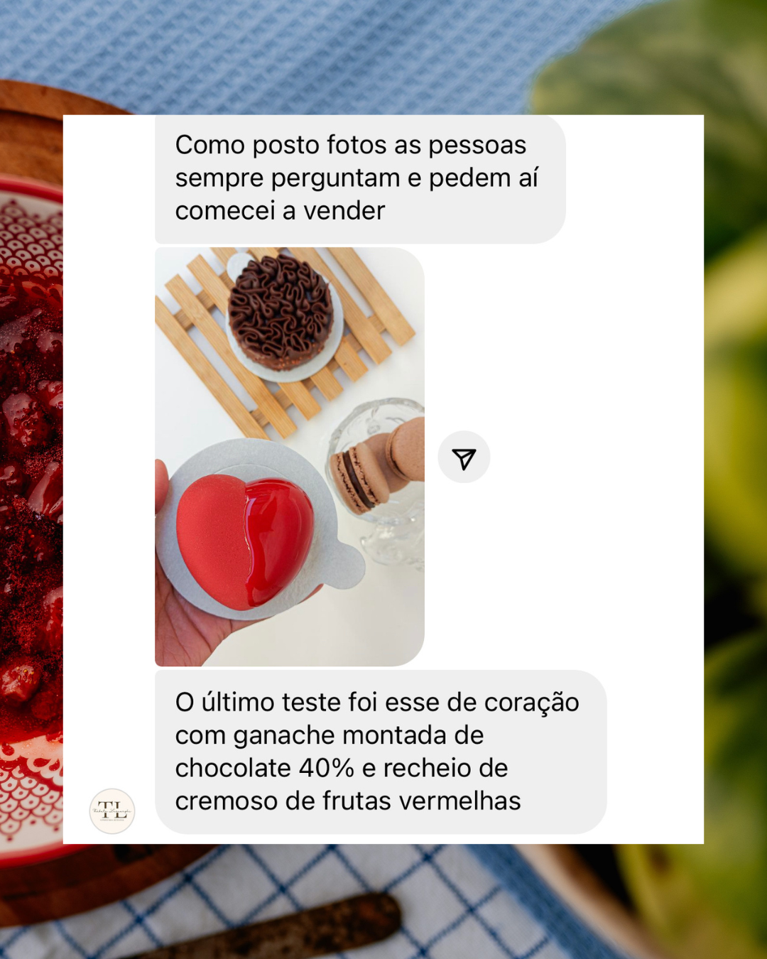 Depoimento de aluna que começou a vender doces após o curso